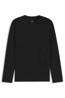 Camiseta de algod&oacute;n mercerizado con micromotivo, Negro