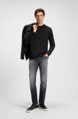 Micro-pattern T-shirt in mercerised cotton, Black