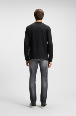 Micro-pattern T-shirt in mercerised cotton, Black