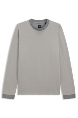 Micro-pattern T-shirt in mercerised cotton, Silver