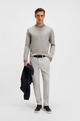 Micro-pattern T-shirt in mercerised cotton, Silver