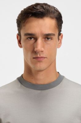 Camiseta de algod&oacute;n mercerizado con micromotivo, Plata