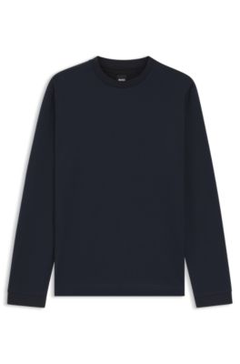 Micro-pattern T-shirt in mercerised cotton, Dark Blue