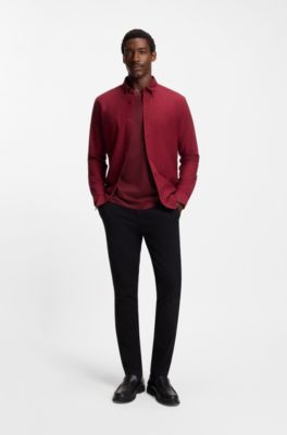 Micro-pattern T-shirt in mercerised cotton, Dark Red