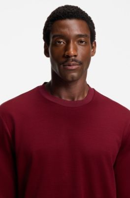 Micro-pattern T-shirt in mercerised cotton, Dark Red