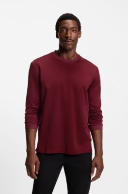 Micro-pattern T-shirt in mercerised cotton, Dark Red