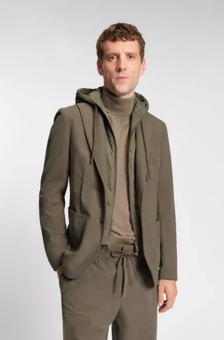 Slim-fit jacket with integrated hoodie