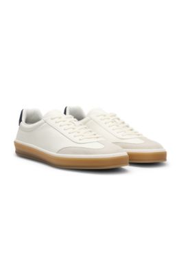 BOSS BY BECKHAM sneakers in leather and suede, White