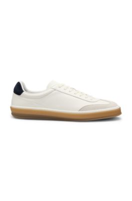 BOSS BY BECKHAM sneakers in leather and suede, White