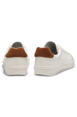 Baskets en cuir et cuir su&eacute;d&eacute; BOSS BY BECKHAM, Blanc
