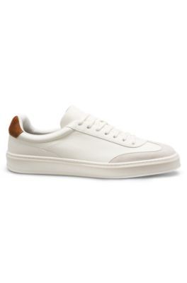 Baskets en cuir et cuir su&eacute;d&eacute; BOSS BY BECKHAM, Blanc