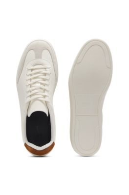 Baskets en cuir et cuir su&eacute;d&eacute; BOSS BY BECKHAM, Blanc