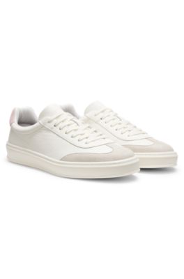 BOSS BY BECKHAM sneakers in leather and suede, White