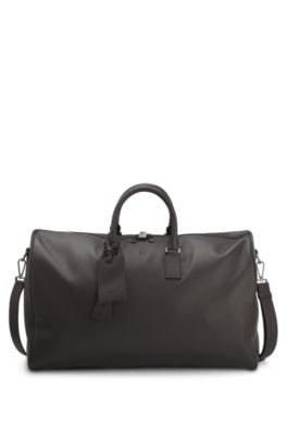 BECKHAM x BOSS holdall in grained leather, Dark Brown
