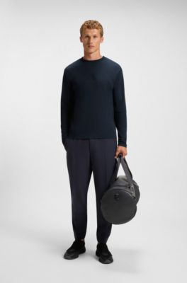 Tonal-artwork T-shirt in interlock cotton, Dark Blue