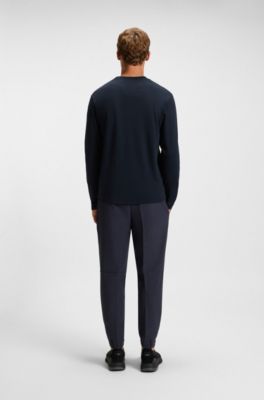 Camiseta de interlock de algod&oacute;n con dise&ntilde;o tonal, Azul oscuro