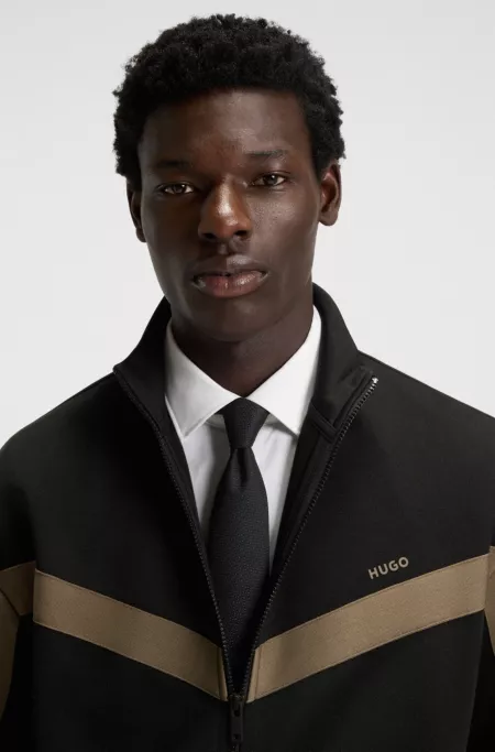 Chevron-tape zip-up sweatshirt in a relaxed fit