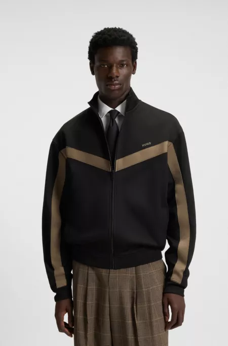 Chevron-tape zip-up sweatshirt in a relaxed fit