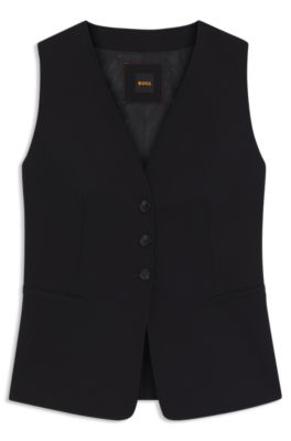 Oversized-fit waistcoat in stretch crepe, Black