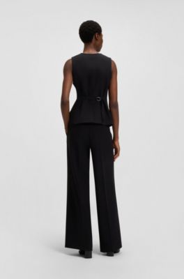 Chaleco ajustable en crep&eacute; el&aacute;stico, Negro