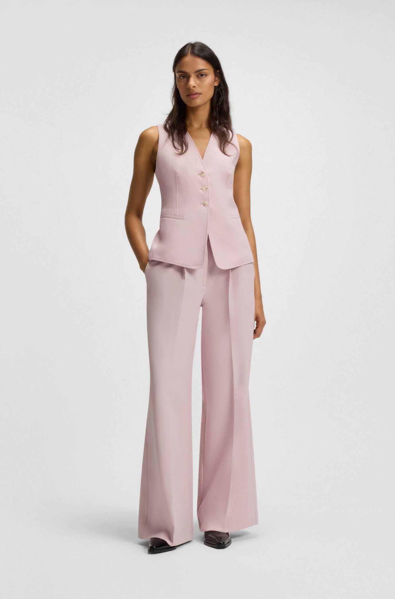 BOSS - Oversized-fit waistcoat in stretch crepe - Pink
