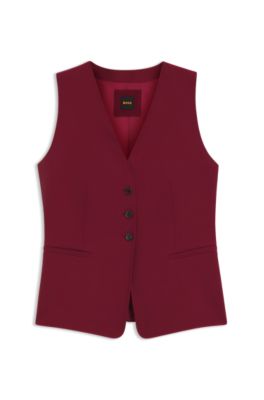 Oversized-fit waistcoat in stretch crepe, Dark Red