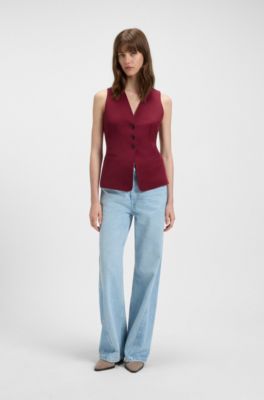 Chaleco ajustable en crep&eacute; el&aacute;stico, Rojo oscuro