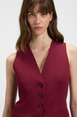 Chaleco ajustable en crep&eacute; el&aacute;stico, Rojo oscuro