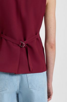 Oversized-fit waistcoat in stretch crepe, Dark Red