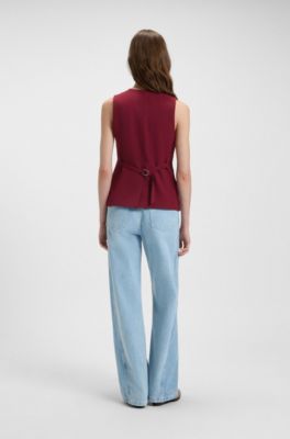 Chaleco ajustable en crep&eacute; el&aacute;stico, Rojo oscuro