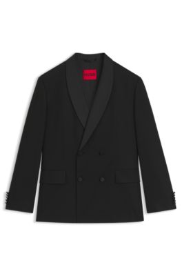 Chaqueta de esmoquin de ajuste moderno con solapas tipo chal, Negro