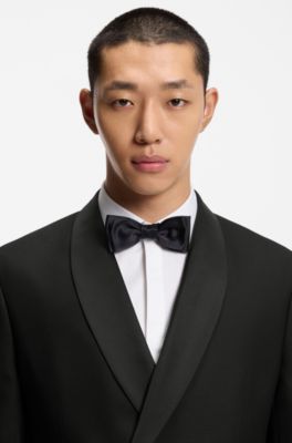 Modern-fit tuxedo jacket with shawl lapels, Black