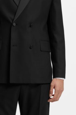 Modern-fit tuxedo jacket with shawl lapels, Black