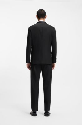 Chaqueta de esmoquin de ajuste moderno con solapas tipo chal, Negro