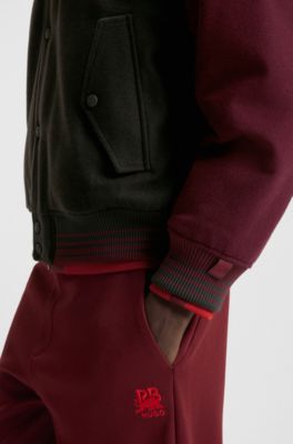 Veste style varsity Regular HUGO x RB avec motif taureau, Marron fonc&eacute;