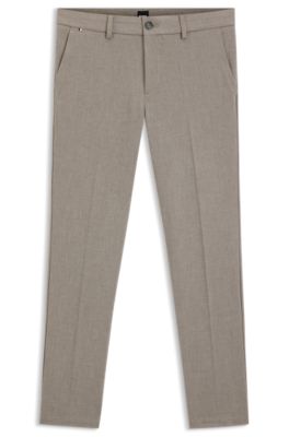 Pantalon Slim en tissu bross&eacute; &agrave; chevrons, Brun chin&eacute;