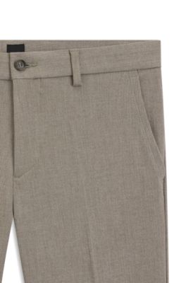 Pantalon Slim en tissu bross&eacute; &agrave; chevrons, Brun chin&eacute;
