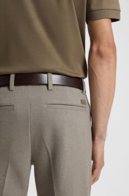 Pantalon Slim en tissu bross&eacute; &agrave; chevrons, Brun chin&eacute;