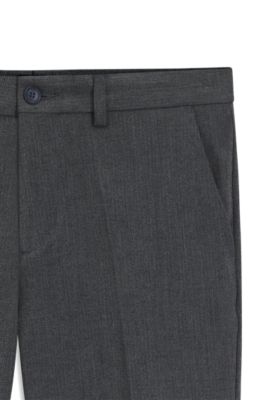 Pantalon Slim en tissu bross&eacute; &agrave; chevrons, Bleu fonc&eacute;