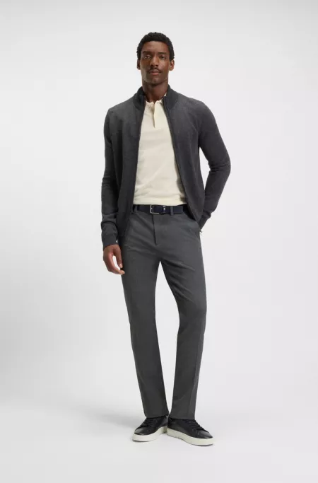 Slim-fit trousers in brushed herringbone