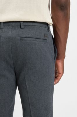 Pantalon Slim en tissu bross&eacute; &agrave; chevrons, Bleu fonc&eacute;