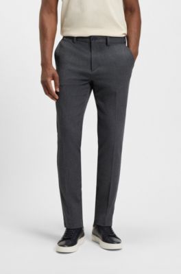 Pantalon Slim en tissu bross&eacute; &agrave; chevrons, Bleu fonc&eacute;