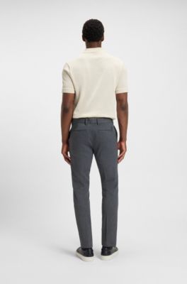 Pantalon Slim en tissu bross&eacute; &agrave; chevrons, Bleu fonc&eacute;