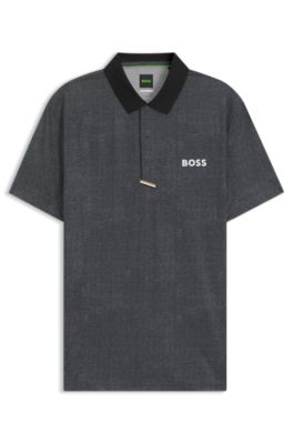 Polo deportivo Paddy en punto el&aacute;stico de secado r&aacute;pido, Gris oscuro