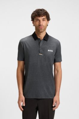 Polo deportivo Paddy en punto el&aacute;stico de secado r&aacute;pido, Gris oscuro