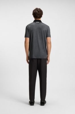 Polo deportivo Paddy en punto el&aacute;stico de secado r&aacute;pido, Gris oscuro