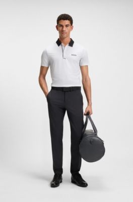 Polo deportivo Paddy en punto el&aacute;stico de secado r&aacute;pido, Blanco