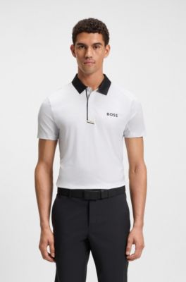 Polo deportivo Paddy en punto el&aacute;stico de secado r&aacute;pido, Blanco