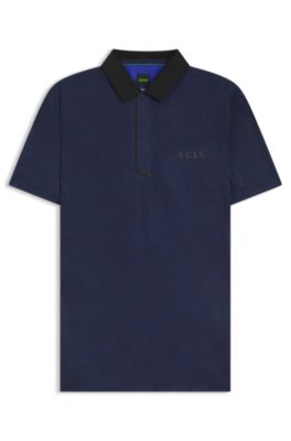 Polo deportivo Paddy en punto el&aacute;stico de secado r&aacute;pido, Azul