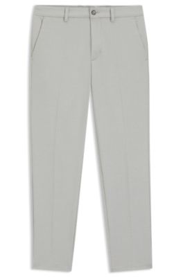 Pantalones slim fit en tejido dobby el&aacute;stico antimanchas, Plata